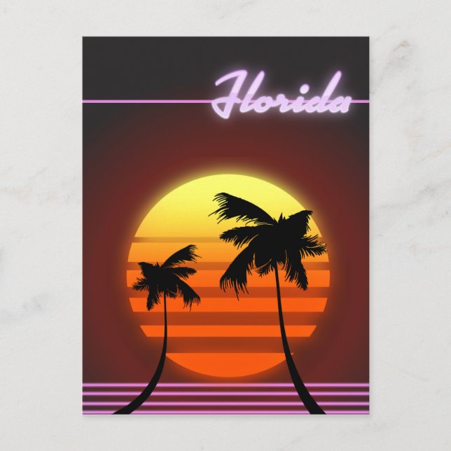 Florida solnedgång 1984 affisch vykort (Framsida)