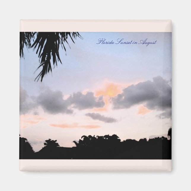 Florida solnedgång i augusti fyrkantig magnet (Framsidan)