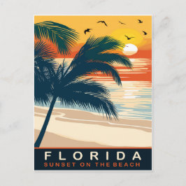 Florida, Solnedgång på stranden, Resa Vykort