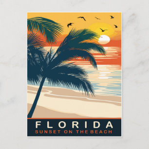 Florida, Solnedgång på stranden, Resa Vykort