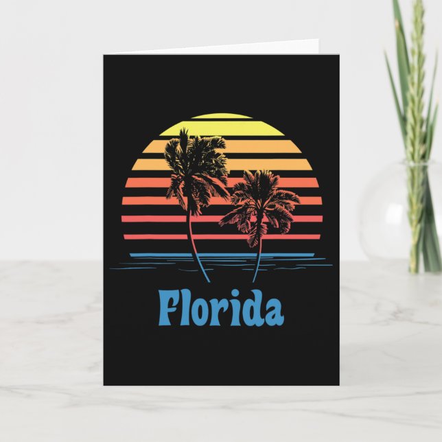 Florida Solnedgång Palmträd Strand Semester  Kort (Framsida)