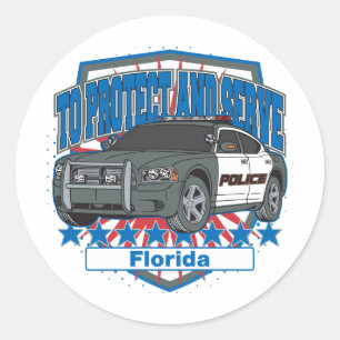 Florida som skyddar och som tjänar som polisbilen runt klistermärke