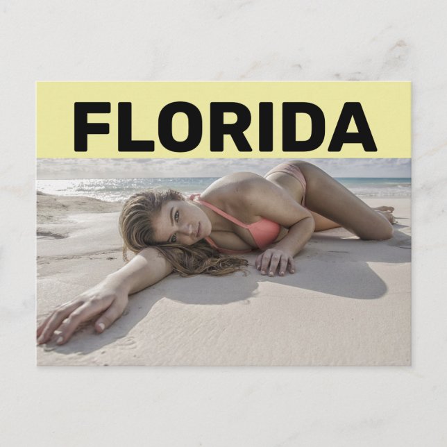 FLORIDA SÖT BIKINI GIRL PÅ BEACH-vykort Vykort (Framsida)