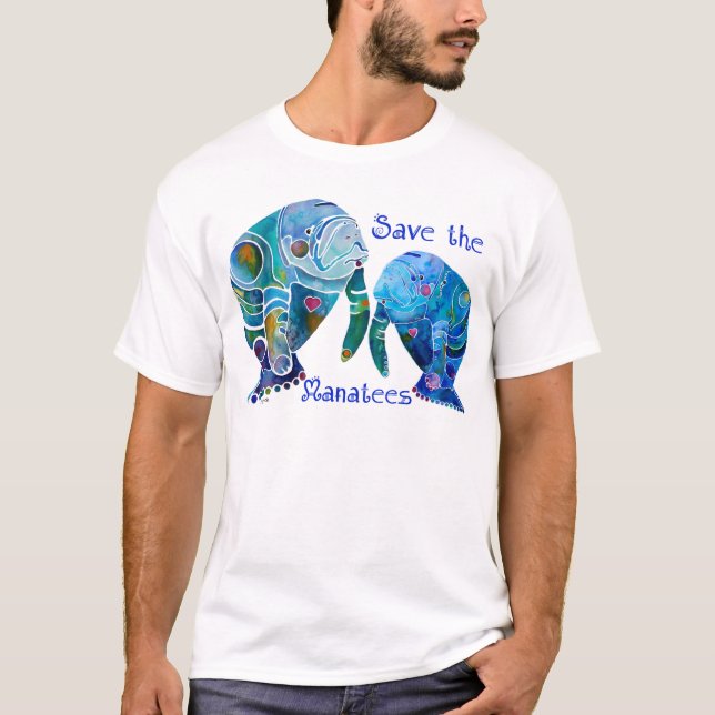 Florida spara manateesna i livliga deppigheter t-shirt (Framsida)