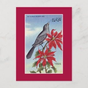 Florida State bird and blomma (mockingbird) Vykort