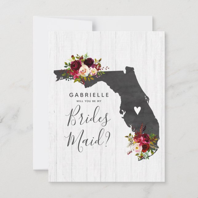 Florida State Blommigt blir du min Bridesmaid Inbjudningar (Framsida)