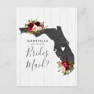 Florida State Blommigt blir du min Bridesmaid Inbjudningar