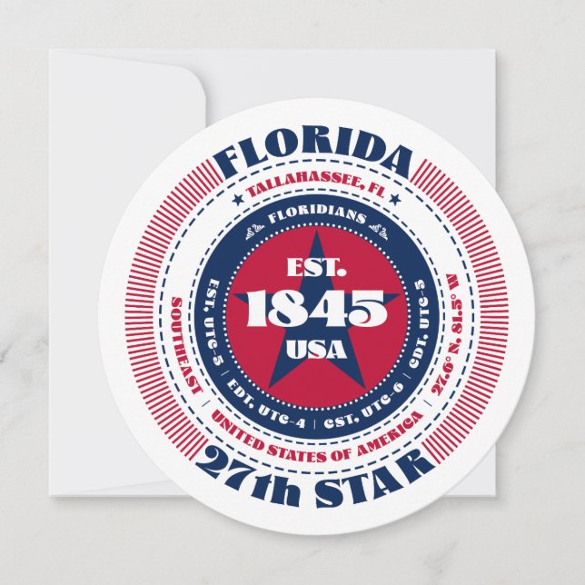 Florida State Circular Typography - platta kort (Framsida)