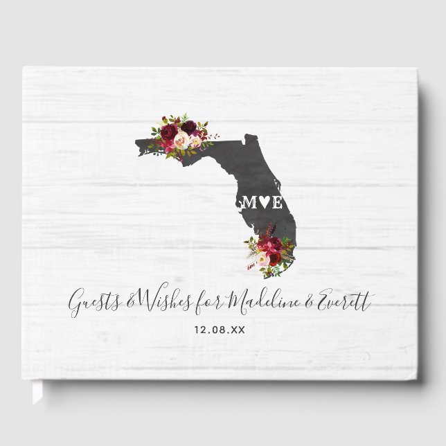 Florida State Destination Rustic Bröllop Monogram Gästböcker (Framsida)