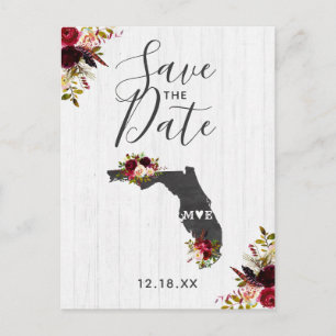 Florida State Destination Rustic Save the Date Meddelande Vykort