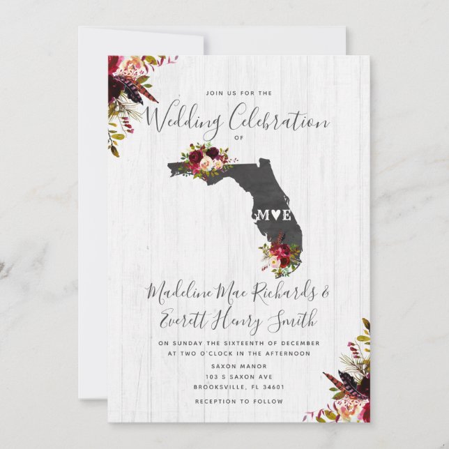 Florida State Destination Wedding-inbjudan Inbjudningar (Framsida)