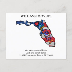 Florida State Flytta Announcement Card Vykort