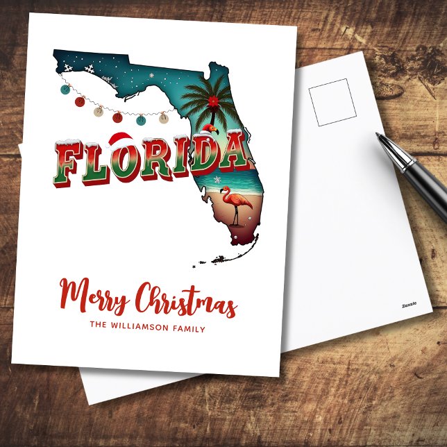 Florida State-jul Karta Helg Vykort (Personalize greeting and Family name,  reverse is blank for handwritten message)