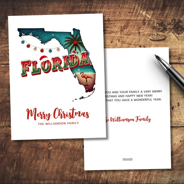 Florida State-jul Karta Julkort (Personalize with your own text and family name via template.  Matching items available)