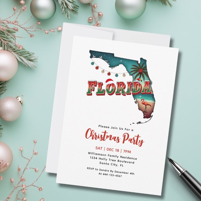 Florida State-Julfesten Jul Inbjudningar (Add your party details via the template to personalize. See collection for other items )