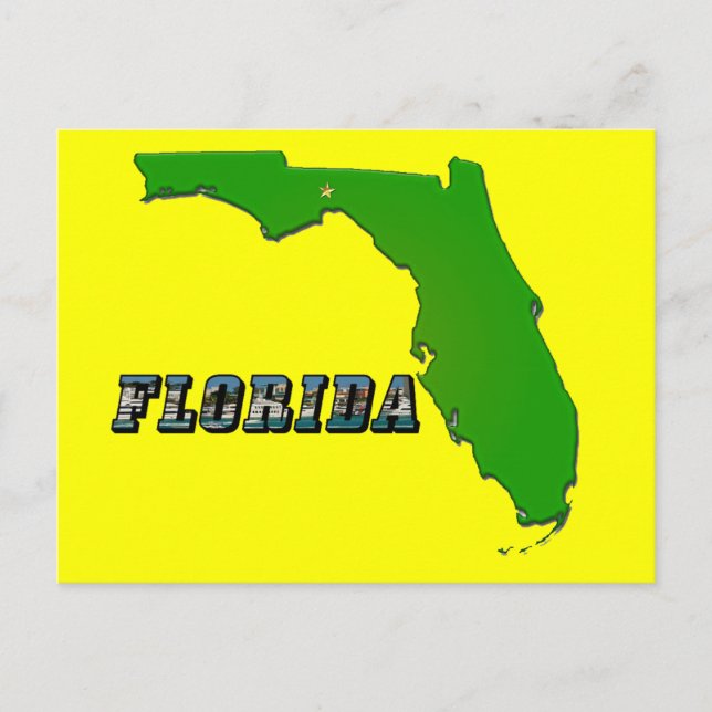 Florida State Karta och Text Vykort (Framsida)