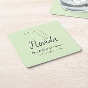 Florida State Karta Personlig Family Reunion Underlägg Papper Kvadrat