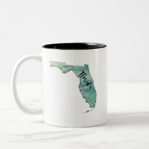 Florida State Karta Watercolor Två-Tonad Mugg