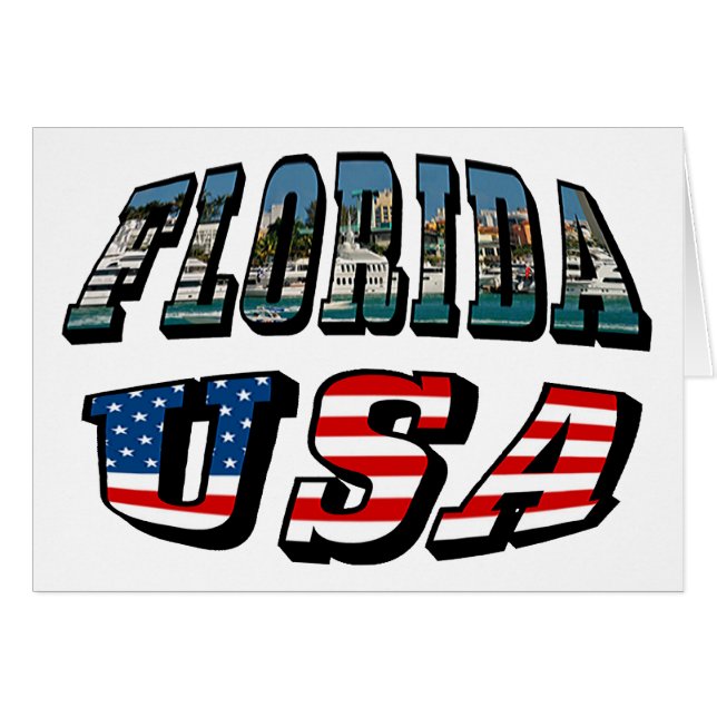 Florida State och USA flagga Text Hälsningskort (Framsidan Horizontal)