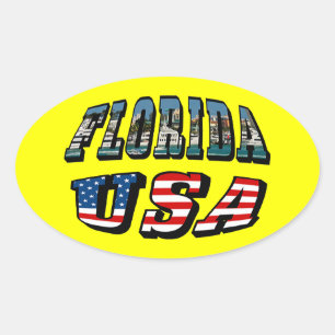 Florida State och USA flagga Text Ovalt Klistermärke