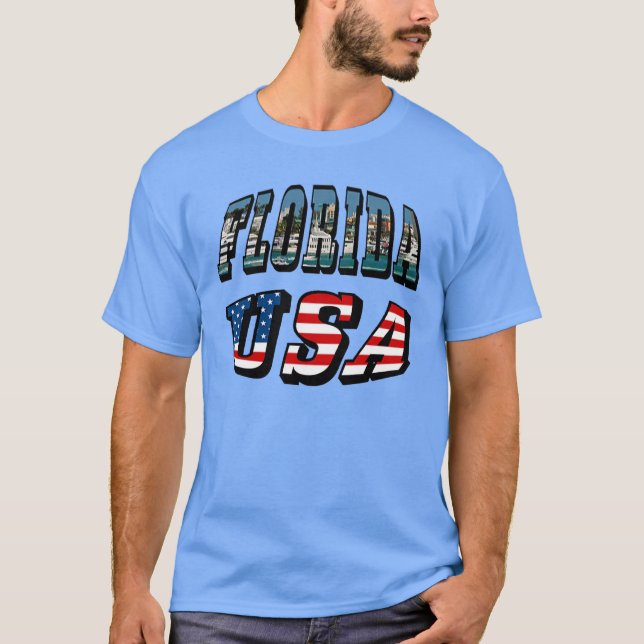 Florida State och USA flagga Text Unisex Tee (Framsida)