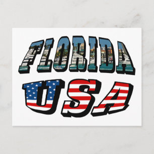 Florida State och USA flagga Text Vykort
