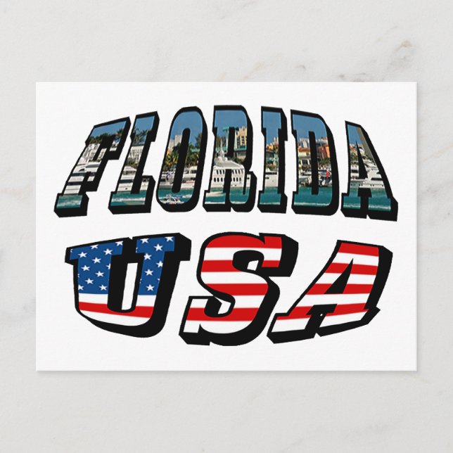 Florida State och USA flagga Text Vykort (Framsida)