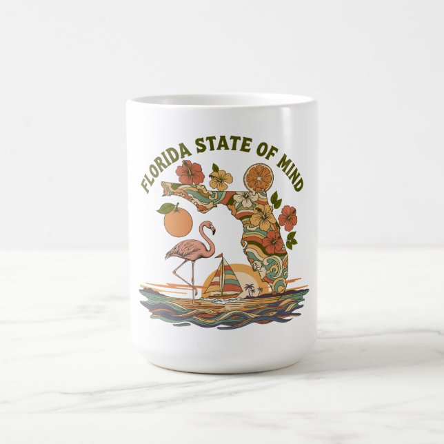 Florida State of Mind Retro Flamingo Segelbåt Pres Kaffemugg (Center)