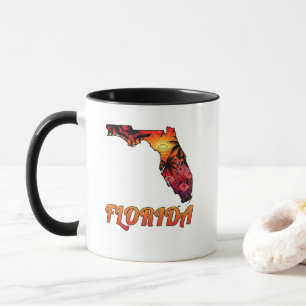 Florida State Outline Handflatan Träd Tattoo Stil Mugg