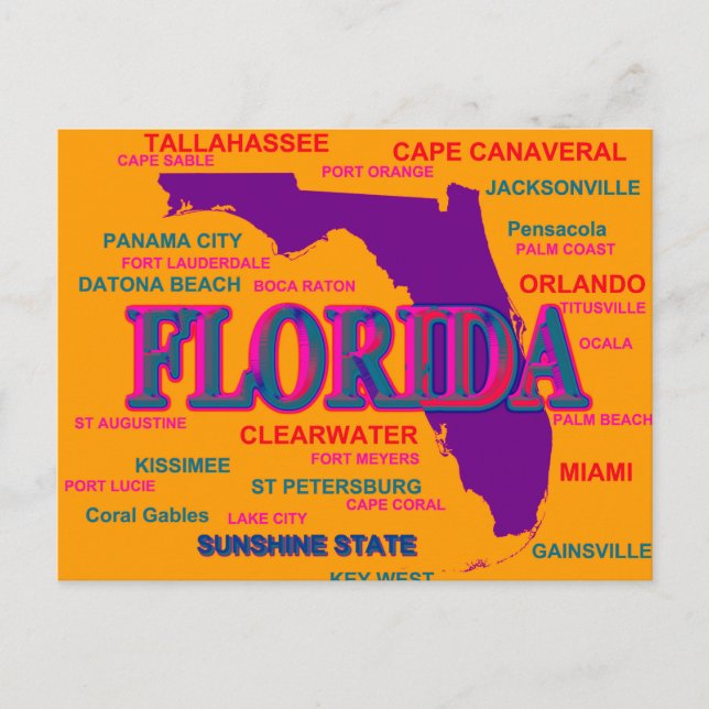 Florida State Pride Karta Silhouette Vykort (Framsida)