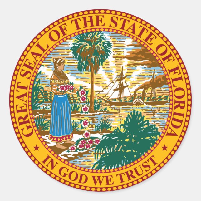FLORIDA STATE SEAL RUNT KLISTERMÄRKE (Framsida)