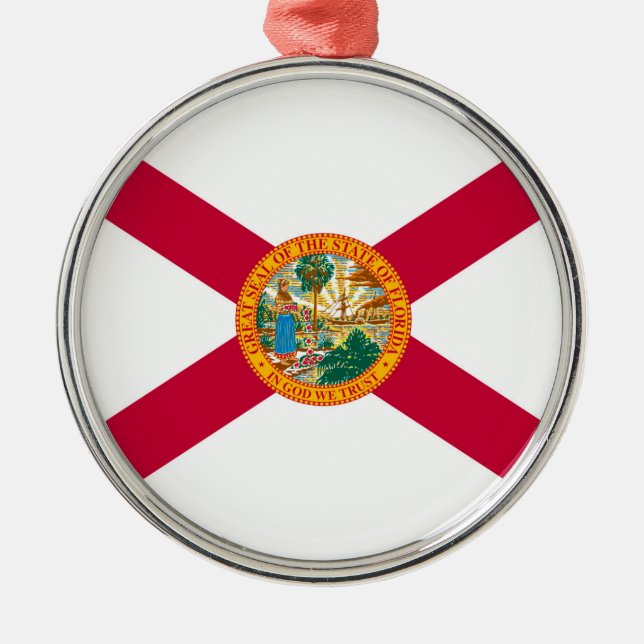 Florida Statlig flagga Design Decor Julgransprydnad Metall (Framsidan)