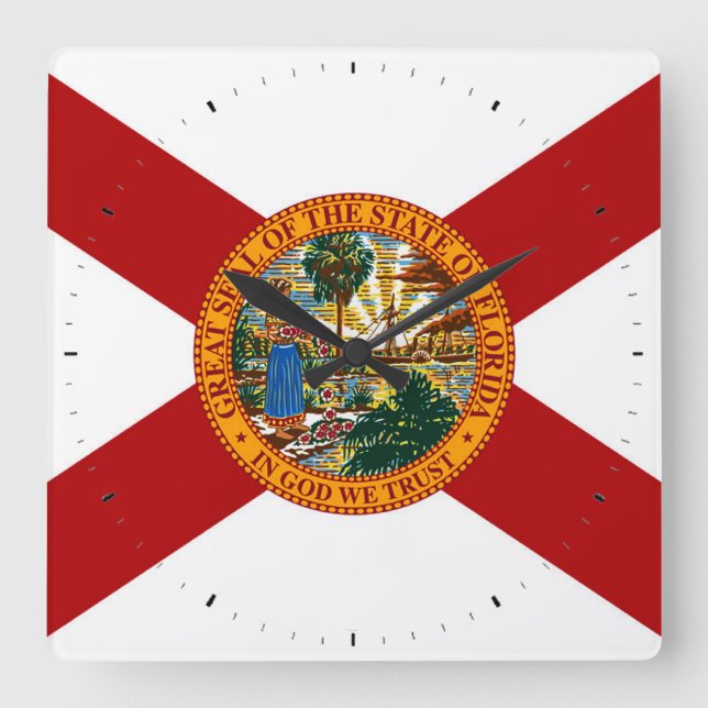 Florida Statlig flagga Fyrkantig Klocka (Framsida)
