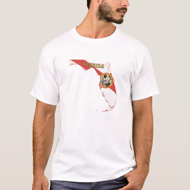 Florida statlig flagga och karta tee shirt (Framsida)