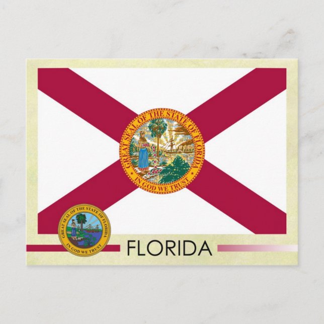 Florida Statlig flagga och Seal Vykort (Framsida)