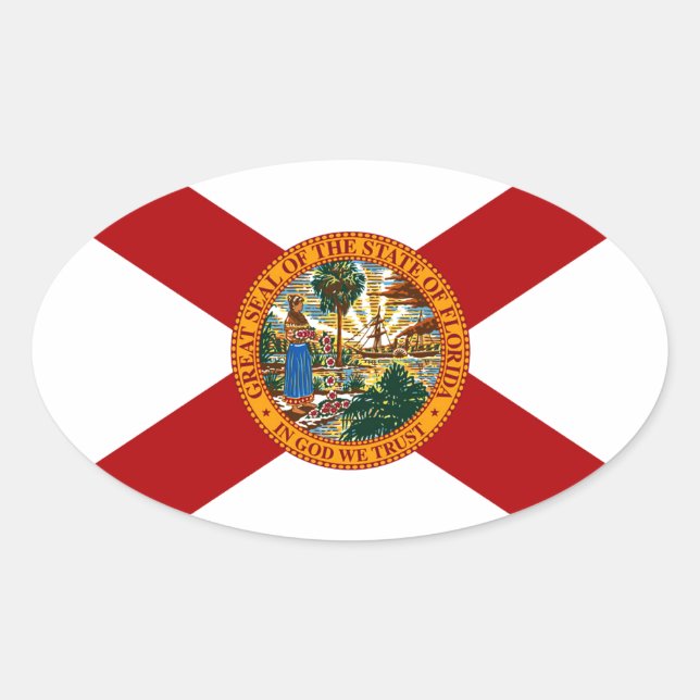 Florida Statlig flagga Ovalt Klistermärke (Framsida)