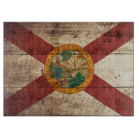 Florida statlig flagga på gammalt Wood korn
