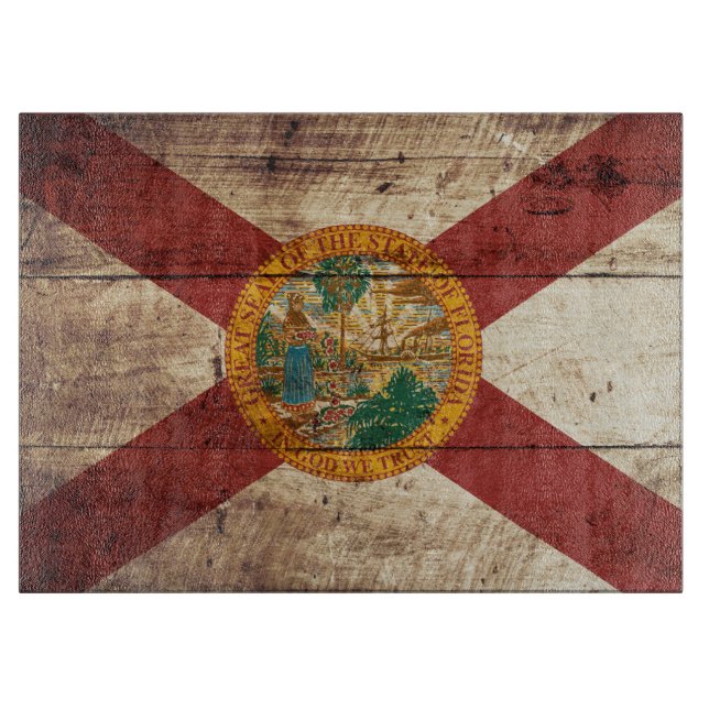 Florida statlig flagga på gammalt Wood korn (Framsidan)