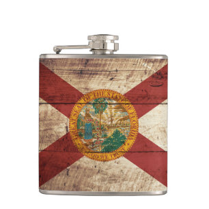 Florida statlig flagga på gammalt Wood korn Fickplunta