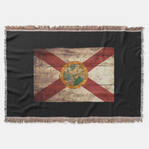 Florida statlig flagga på gammalt Wood korn Filt