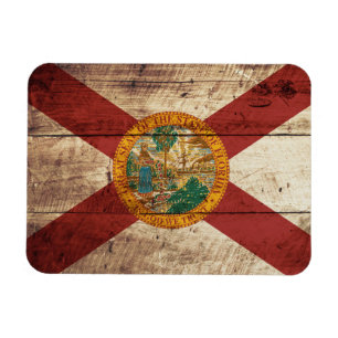 Florida Statlig flagga på Old Wood Grain Magnet