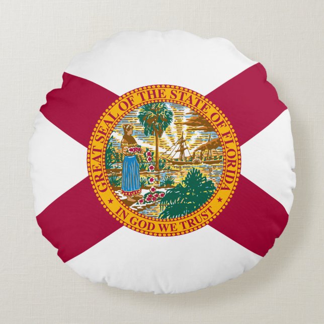 Florida Statlig flagga Rund Kudde (Framsidan)