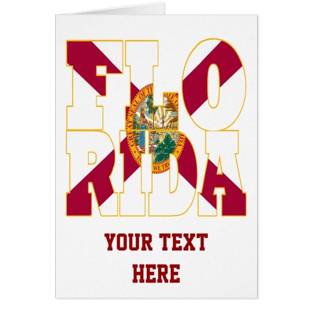 Florida statlig flagga text hälsningskort (Framsidan)