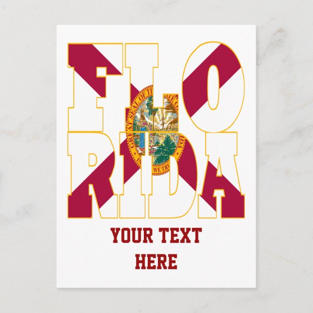 Florida statlig flagga text vykort (Framsida)
