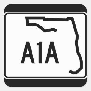 Florida statlig rutt A1A Fyrkantigt Klistermärke