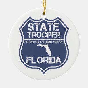 Florida statlig Trooper som ska skyddas och tjäna Julgransprydnad Keramik