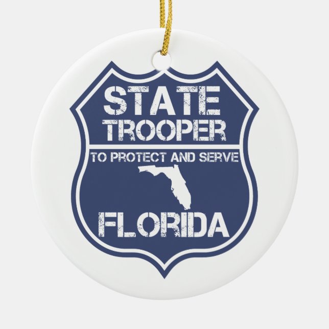 Florida statlig Trooper som ska skyddas och tjänas Julgransprydnad Keramik (Framsidan)