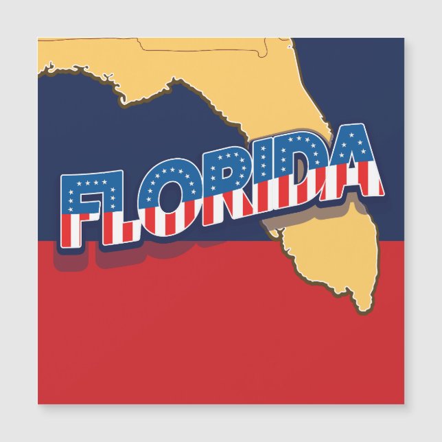 Florida stjärnor och randig karta magnetisk inbjudningskort (Framsida)