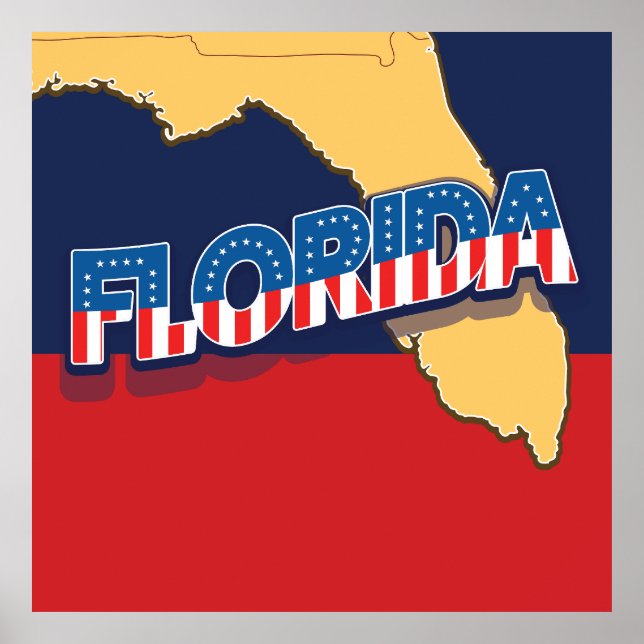 Florida stjärnor och randig karta poster (Framsidan)