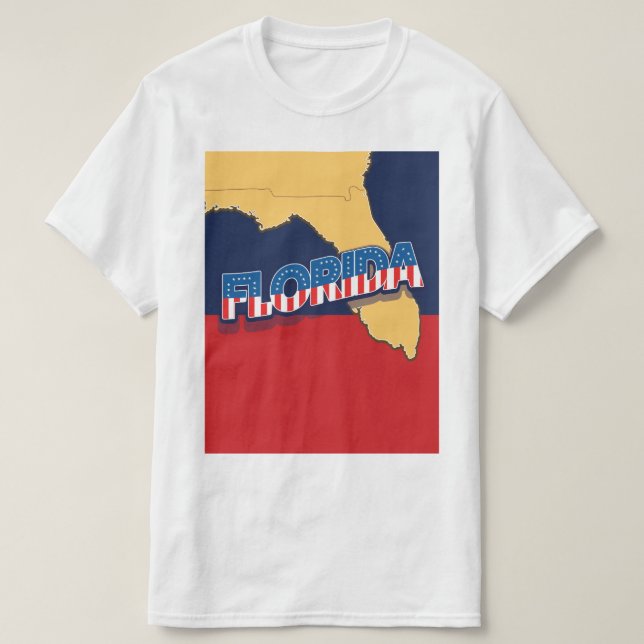 Florida stjärnor och randig karta t shirt (Design framsida)